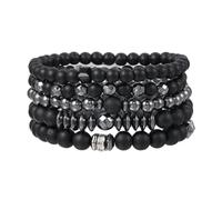 YMYDRCRPO Bracelets en perles de cristal 5 pièces/set Couples de mode mate Pierres naturelles multicouches Bracelets breloques pour femmes Accessoires pour poignets Chaîne réglable