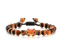 YMYDRCRPO Chaîne de mains ajustables 8MM perles naturelles Tiger Eyes Stone King couronne Braceelts tressés Bracelets breloques Bracelet breloque Bijoux masculins cadeaux d’amitié pour femmes