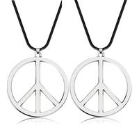 YMYDRCRPO Collier classique : un ou deux paquets, pendentif hippie style signe de paix hippie, accessoires hippies pour fêtes des années 1960 avec chaîne en cuir ou en acier, pour voyager, fête