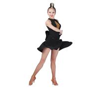YMYGCC Jupe de Danse Latine Femme de Salon Tango Costume Sexy Jupe de Danse Rumba Samba for Les Femmes Robe d'entraînement Performance Porte(Black,S)