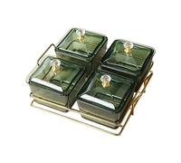 YMYL Ensemble de bols de service transparents avec support en métal doré, 4 plats de service divisés, plateaux d'apéritif, bols à collation, bols à goûter, bols pour fruits, légumes, desserts, noix,