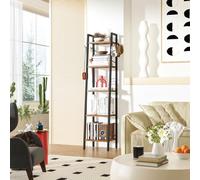 YMYNY Étagère Échelle, Hauteur 160CM Bibliothèque Industrielle à 5 Niveaux, Étagère de Rangement, Étagère à Livres avec Cadre en Métal, pour Salon, Cuisine, Marron Rustique HBC025H