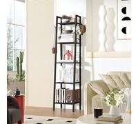 YMYNY Étagère Échelle, Hauteur 160CM Bibliothèque Industrielle à 5 Niveaux, Étagère de Rangement, Étagère à Livres avec Cadre en Métal, pour Salon, Cuisine, Noir HBC025B