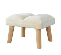 YMYNY Ottoman Pouf, Petit Tabouret Bas avec Pieds en Bois, Canapé rembourré Moderne, Repose-Pieds, Tabouret de Canapé en Velours,Tabouret à Chaussures pour Salon Chambre 40×30×27CM Beige HBD032M