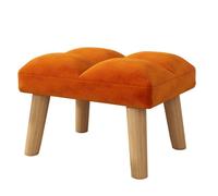YMYNY Ottoman Pouf, Petit Tabouret Bas avec Pieds en Bois, Canapé rembourré Moderne, Repose-Pieds, Tabouret de Canapé en Velours,Tabouret à Chaussures pour Salon Chambre 40×30×27CM Orange HBD032J