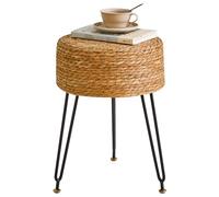 YMYNY Ottoman, Tabouret Pouf, Petit Repose-Pieds en Matériau Algue, Chaise de Coiffeuse, Tabourets de canapé, Style Pastoral, pour Salon, Chambre 32×32×45CM Natural Color HBD029N