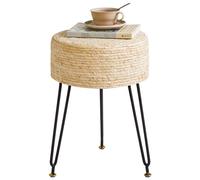 YMYNY Ottoman, Tabouret Pouf, Petit Repose-Pieds en Matériau Algue, Chaise de Coiffeuse, Tabourets de canapé, Style Pastoral, pour Salon, Chambre 32×32×45CM Blanc HBD029M