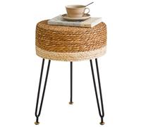 YMYNY Ottoman, Tabouret Pouf, Petit Repose-Pieds en Matériau Algue, Chaise de Coiffeuse, Tabourets de canapé, Style Pastoral, pour Salon, Chambre 32×32×45CM Beige HBD029W