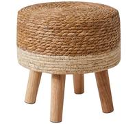 YMYNY Petit Ottoman Pouf, Repose-Pieds Style Pastoral, Tabourets de canapé en Bois, pour Chambre, Salon, Chambre à Coucher, 32 × 32 × 32CM, Beige HBD027W