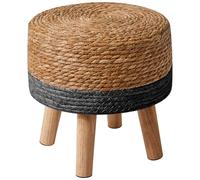 YMYNY Petit Ottoman Pouf, Repose-Pieds Style Pastoral, Tabourets de canapé en Bois, pour Chambre, Salon, Chambre d'enfant, 32 × 32 × 32CM Noir HBD027B
