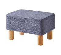 YMYNY Petit Pouf Ottoman, Repose-Pieds, Ottomane Rectangulaire avec Pieds en Bois Stable, Matériau Teddy, Tabouret Bas, Tabouret de Canapé pour Salon, Chambre à Coucher, 42 × 29 × 24CM Bleu HBD030BU