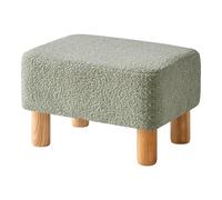 YMYNY Petit Pouf Ottoman, Repose-Pieds, Ottomane Rectangulaire avec Pieds en Bois Stable, Matériau Teddy, Tabouret Bas, Tabouret de Canapé pour Salon, Chambre à Coucher, 42 × 29 × 24CM Vert HBD030GR