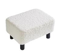 YMYNY Petit Pouf Ottoman, Repose-Pieds, Ottomane Rectangulaire, Tabouret à Chaussures, Teddy Velours Matériel, Tabourets de Canapé pour Salon, Chambre à Coucher, Blanc 42×29×24CM RF-BD216