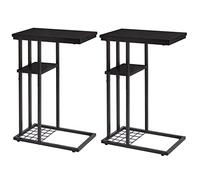 YMYNY Table d’appoint Lot de 2, Bout de Canapé, Table Basse Forme C à 2 Étages, Table à Café, Petite Table Structure en Métal, pour Salon, Chambre, Bureau, 40 x 26 x 61.5 CM, Noir HST004B-2