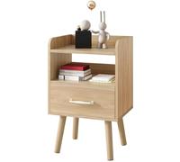 YMYNY Table de Chevet, Table d'Appoint de Canapé en Bois, Commode de Chevet, Tiroir en Tissu Détachable, Étagère Ouverte, 39x29x62 cm, pour Chambre à Coucher, Salon, Naturel HST021N