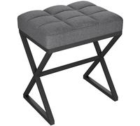 YMYNY Table de Maquillage Carré, Repose-Pieds, Tabouret de Siège en Lin, Ottoman de Salon en Forme de X, Petite Table d'appoint Polyvalente, pour Vanité Chambre Entrée 40×30×46CM Gris HBD033G