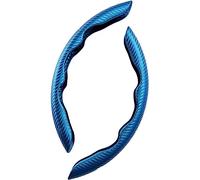 YMYQF 2 Pièces Daim Voiture Housse de Volant pour VW New Beetle Cabrio (1Y7) 2002-2010, Couverture Volant de Voiture Segmentée Respirant Antidérapant,C-Blue