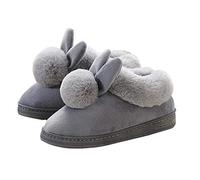 Ymysfit Sfit Femme Chaussons Hiver Pantoufles en Coton Chaud Couleur Unie Chaussures d’intérieur Slipper Lapin en Peluche House Shoes Maison Mode Hiver
