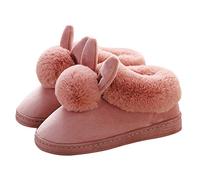 Ymysfit Sfit Femme Chaussons Hiver Pantoufles en Coton Chaud Couleur Unie Chaussures d’intérieur Slipper Lapin en Peluche House Shoes Maison Mode Hiver