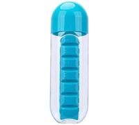 YMZ Bouteille d'eau de sport 2 en 1 en plastique avec boîte à médicaments quotidiens Boîte de rangement Bouteille d'eau potable Bouteille étanche Bouteille facile à transporter