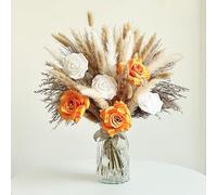YN HI FLOWER Kit de bouquet de fleurs séchées d'automne à faire soi-même | Herbe de la pampa et fausses roses | Arrangement floral bohème rustique pour mariage d'automne, Thanksgiving, décoration