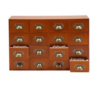 YNAADYH Armoire à pharmacie vintage à 16 tiroirs, avec tiroirs, plateau de table, bibliothèque, catalogue, armoire (marron)