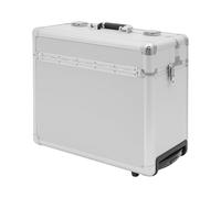 YNAADYH Valise de pilote à roulettes, verrouillable, avec barre télescopique, pour documents, contrats, cartes de visite, stylos, 39 x 24 x 48 cm, argent