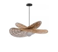 YNAHZAOK Suspension À Vis E27, Style Asie Du Sud-Est, Lampe Suspendue Pour Chambre À Coucher, Suspension Artisanale En Rotin Tressé À La Main Avec Câble De Suspension Réglable, Luminaire Décoratif