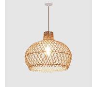 YNAHZAOK Suspension En Rotin De Style Chinois, Abat-jour Tissé À La Main Avec Câble De Suspension Réglable, Lustre Rétro Style Wabi-sabi Pour Couloirs, Restaurants, Salons De Thé, Lampe Suspendue