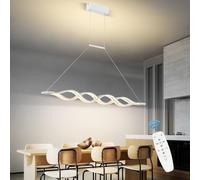 YNDD Suspension Luminaire Dimmable avec Télécommande, Design Wave Lustre Salon Moderne Hauteur Réglable LED Lampe de Salle à Manger, Éclairage de Plafond pour Cuisine Restaurant Chambre(Blanc L120CM)