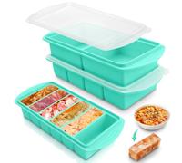 YnewL 3PCS Moule Glacon Silicone Couvercle, 2/4/6 Caractère Boite Congelation Soupe, Grande Capacité Souper Cubes Freezer pour Congeler et Conserver Soupes, Sauces, Bouillons, Restes (Vert)