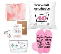 YnewL Coffret Cadeau Femme Trousse de Maquillage Chaussettes Housse de Coussin et Porteclés 40 Cadeau d'Anniversaire pour FemmeConvient pour Femme/Mère/Grand Mère/Fille/Sœur/Petite Amie/Amie