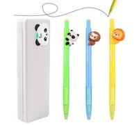 YnewL Stylo Kawaii - 3 x 0.5mm Encre Noire avec Étui Panda, Stylo Rigolo - Choisissez Parmi les Motifs Mignons (Lion, Panda, Paresseux)