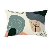 YNGBAAO Taie d'oreiller 1pcs 35x55cm Housse de Coussin Carré Lin de Coton Double Face Fermeture Glissière Invisible Décoratif Maison Salon Chambre pour Canapé(Feuilles Simples Q253,14x22inch)