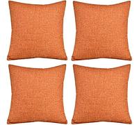 YNGBAAO Taie d'oreiller 4pcs 35x35cm Housse de Coussin Carré Lin de Coton Double Face Fermeture Glissière Invisible Décoratif Maison Salon Chambre pour Canapé ( Orange ,14x14inch)