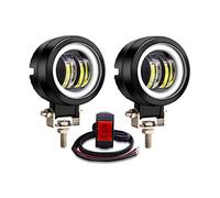 YnGia 2 pièces moto led phare rond moto projecteurs antibrouillard avec oeil d'ange blanc drl lumière blanche étanche conduite feu de circulation 12v 24v pour camion tout-terrain marine