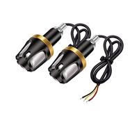 YnGia 2PCS Guidon Clignotant Moto LED Guidon Lumière, Ambre et Blanc Feu de position latéral Poignée universelle Grip Bar End Indicator pour ATV Electrombile Scooter