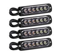 YnGia 4PCS lumières flash stroboscopiques, 6 LED d'avertissement de danger d'urgence clignotant lumière étanche orange et blanche balise de panne barre lumineuse 12V 24V pour camion de voiture