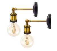 YnGia Applique Murale, Laiton Rétro Vintage Industriel Applique Murale Ensemble de 2 Appliques Appliques Murales avec Bras Réglable, Appliques Murales Ferme [Ampoules E27 Non Inclus]