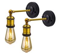 YnGia Appliques Murales Industrielles Vintage en Laiton Rétro Lot de 2, luminaire applique murale Fit pour E27 Light, Applique en Métal Applique Murale avec Bras Réglable[Ampoules Non Inclus]
