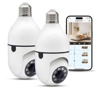 YnGia Caméra de sécurité à Ampoule 1080p sans Fil WiFi avec Adaptateur E27, détection de Mouvement, Vision Nocturne pour la sécurité de la Maison