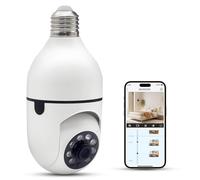 YnGia Caméra de sécurité à ampoule 1080p sans fil Wifi avec adaptateur E27, détection de mouvement, vision nocturne pour la sécurité de la maison