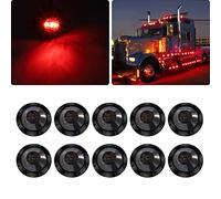 YnGia Lot de 10 feux de position latéraux 12 V ronds 3 LED pour remorque camion feu de dégagement 3/4" Bullet fumée lentille voyants pour voiture bus van camion (rouge)