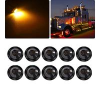 YnGia Lot de 10 feux de position latéraux de remorque ronds 3/4", étanches Bullet avant arrière 24 V pour voiture, camion, bus, camion 3led Fumée Lentille Side Marker Light (Jaune)