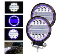 YnGia Lot de 2 Lampes Travail LED avec œil d'ange Bleu, Foglight Spot Flood Combo Lights DRL Feux Auxiliaires LED Phares pour Camion Tracteur Voiture Off Road