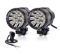 YnGia Lot de 2 phares antibrouillard universels à LED avec interrupteur étanche, feux de conduite DRL blancs pour moto, vélo, ATV, scooter, camion, voiture, bateau