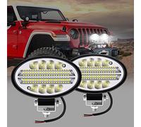 YnGia Lumière de travail à LED ovale, 2pcs étanche de travail hors route imperméable lampe de brouillard de voiture de voiture blanc 12V 24V pour camion 4x4 voiture de tracteur automobile