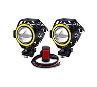 YnGia Moto Conduite Antibrouillard LED Projecteurs Avec Interrupteur 12V 24V, 2PCS U7 Étanche LED Feux Auxiliaires DRL Faisceau Stable Avec Halo Ambre Pour Quad Scooter