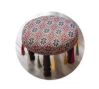 YNGJUEN Rond Multifonction Gland Tabouret Ottomans Bois Massif Tabouret Chaussures pour Accueil Salon Canapé Tabouret Assis-u Style National Fait Main 30x30x22 Cm (12x12x9 Pouces) (Color : F)
