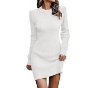 YNIEIAA Robe pull pour femme - Manches longues - Col rond - Robe d'hiver en tricot élégante et sexy - Robe courte en tricot - Grandes tailles - Robe moulante - Robe crayon pour femme - XL-5XL, Blanc.,